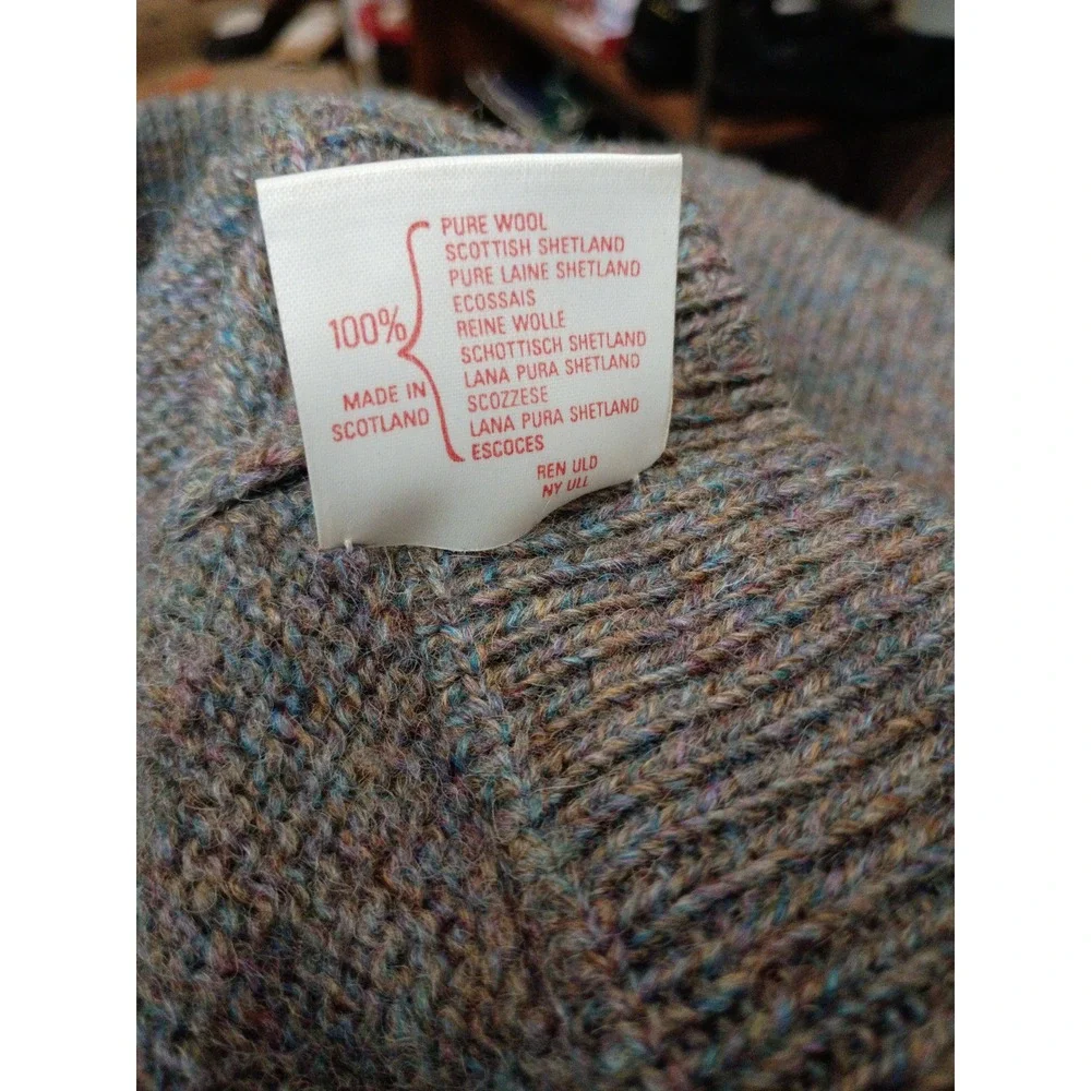 McGeorge of Dumfries Scotland Blue Grey Wool Crewneck Sweater Mens XL Vintage